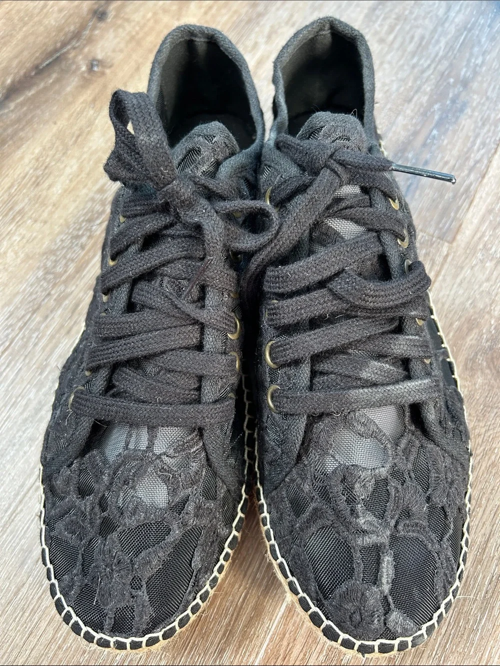 Women's Black Lace Espadrille Sneaker